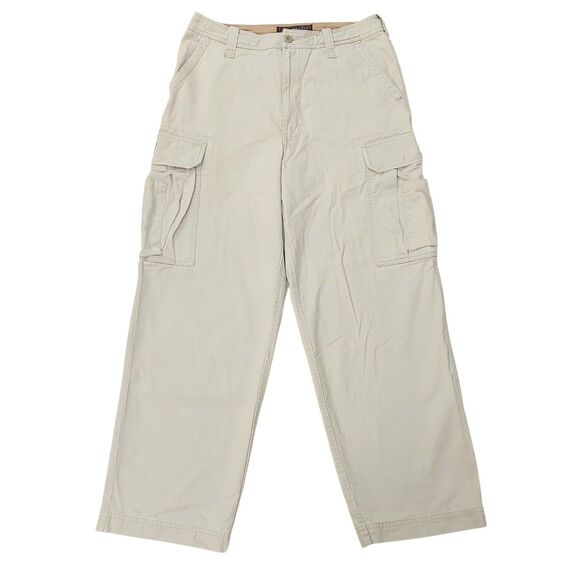 Vintage Abercrombie & Fitch Cargo Pants Mens 32x29 Beige Baggy Fatigues Y2K 90s - Picture 1 of 11